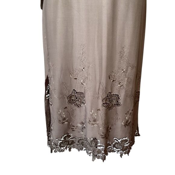 Sundance Embroidered Gray Midi Dress Lace Knit Women’s 6 Boho Long Sleeve - Picture 4 of 10